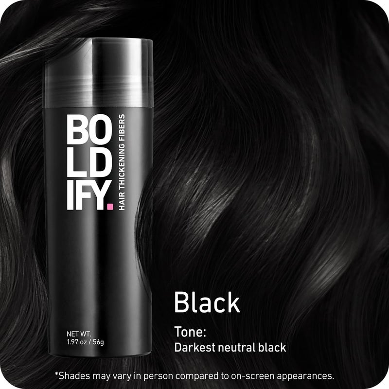 BOLDIFY Hair Fibers (2 x 56g) - Fill In Thinning and Fine Hair for an Instantly Fuller, Thicker Look - 14 Shades for Women & Men - Black - Image 2