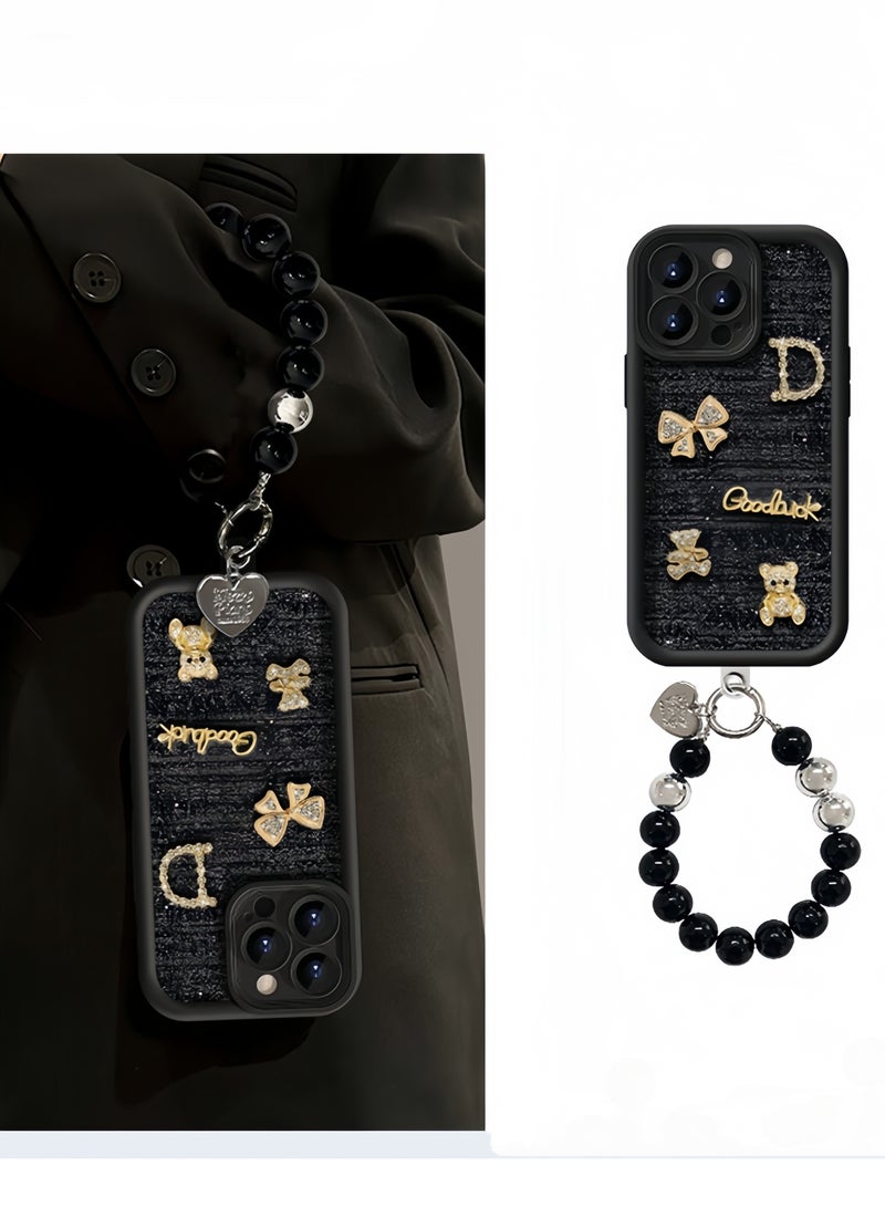 Compatible with iPhone 16 Pro Max Case - Cute Bear Camera Protector Clear Case Cover with Lovely Strap Bracelet Chain Girls Women Case for iPhone 16 Pro Max - Image 1
