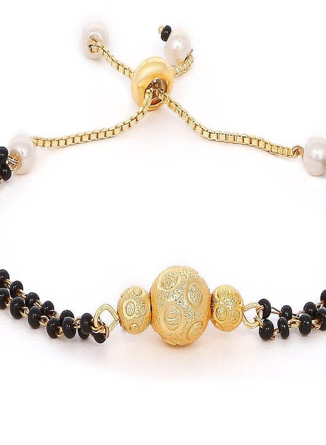 Mahi Dual Chain Round Balls Mangalsutra Bracelet with Beads for Women (BR1100807G) - Image 4
