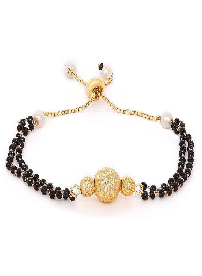 Mahi Dual Chain Round Balls Mangalsutra Bracelet with Beads for Women (BR1100807G) - Image 1