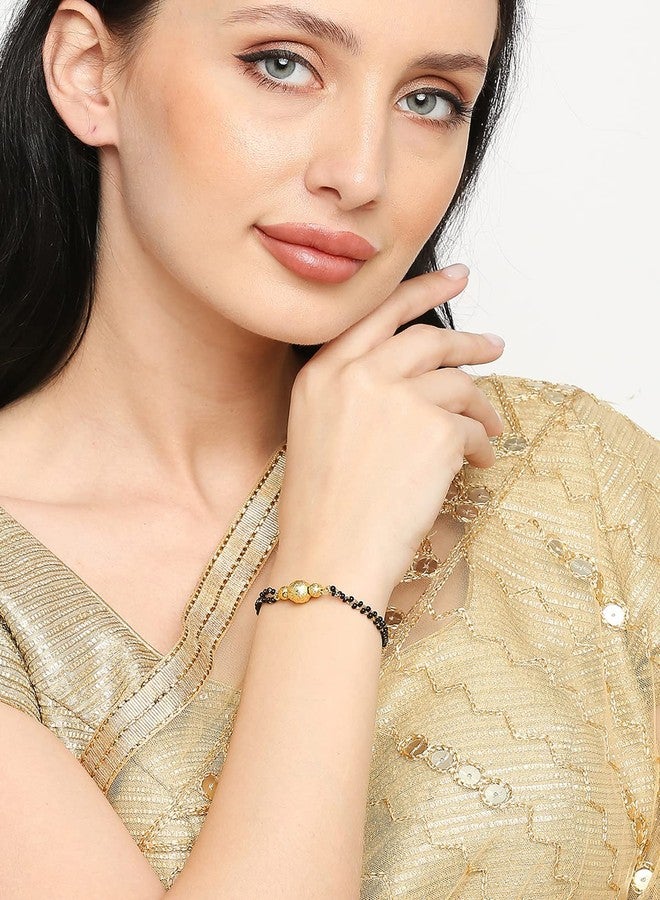 Mahi Dual Chain Round Balls Mangalsutra Bracelet with Beads for Women (BR1100807G) - Image 2