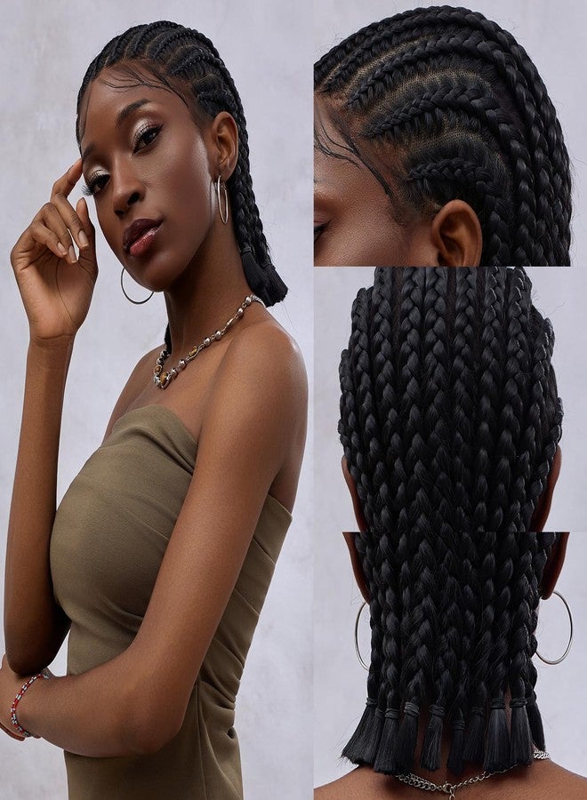 Hdlsina Pre Looped Passion Yanky Twist Crochet Braids Curly Human Hair, 16in Full Lace Front Short Cornrow Braided Wigs for Black Women (Black)(Black) - Image 2