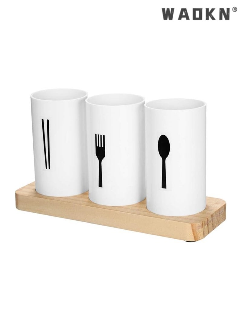 WAOKN Modern Silverware Holder & Cutlery Holder Set for Chopsticks, Spoons, Forks, and Flatware , Detachable, and Space-Saving Design，Perfect for Kitchen Countertop Organization - Image 1
