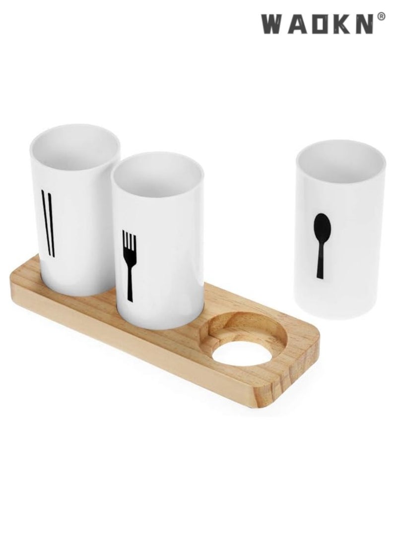 WAOKN Modern Silverware Holder & Cutlery Holder Set for Chopsticks, Spoons, Forks, and Flatware , Detachable, and Space-Saving Design，Perfect for Kitchen Countertop Organization - Image 2
