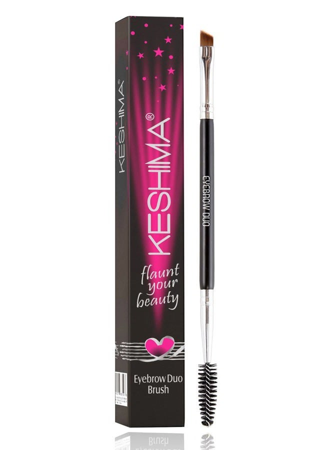 Keshima Duo Eyebrow Brush - Premium Quality Angled Eye Brow Brush and Spoolie Brush - Image 1
