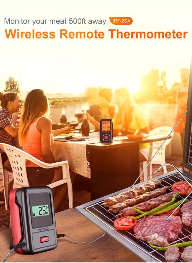 INKBIRD - INKBIRD Food Thermometer BBQ Wireless 150M Remote Meat Thermometer with 2 Meat Probes IRF-2SA Fahrenheit & Celsius Instant Read Digital Thermometer Grill Kitchen Outdoor Cooking Weber Smoker Oven - Image 1