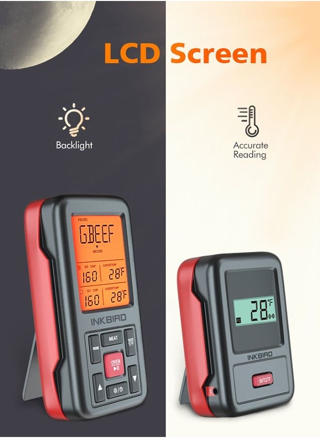 INKBIRD - INKBIRD Food Thermometer BBQ Wireless 150M Remote Meat Thermometer with 2 Meat Probes IRF-2SA Fahrenheit & Celsius Instant Read Digital Thermometer Grill Kitchen Outdoor Cooking Weber Smoker Oven - Image 1
