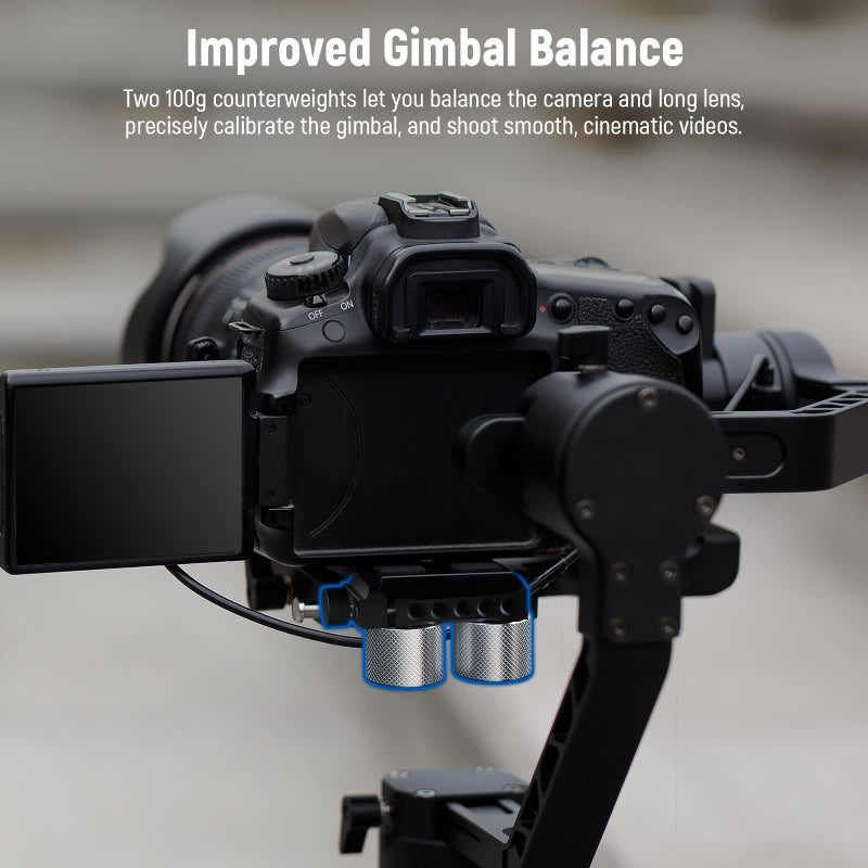 NEEWER Gimbal Counterweights and Clamp Kit, Compatible with DJI Ronin RS4 Pro RS4 RS3 Pro RS3 RS2 RSC2 ZHIYUN Crane 2S 3S Weebill S Moza Air 2 AirCross 2 for Balancing Long Lenses, GA001 - Image 2
