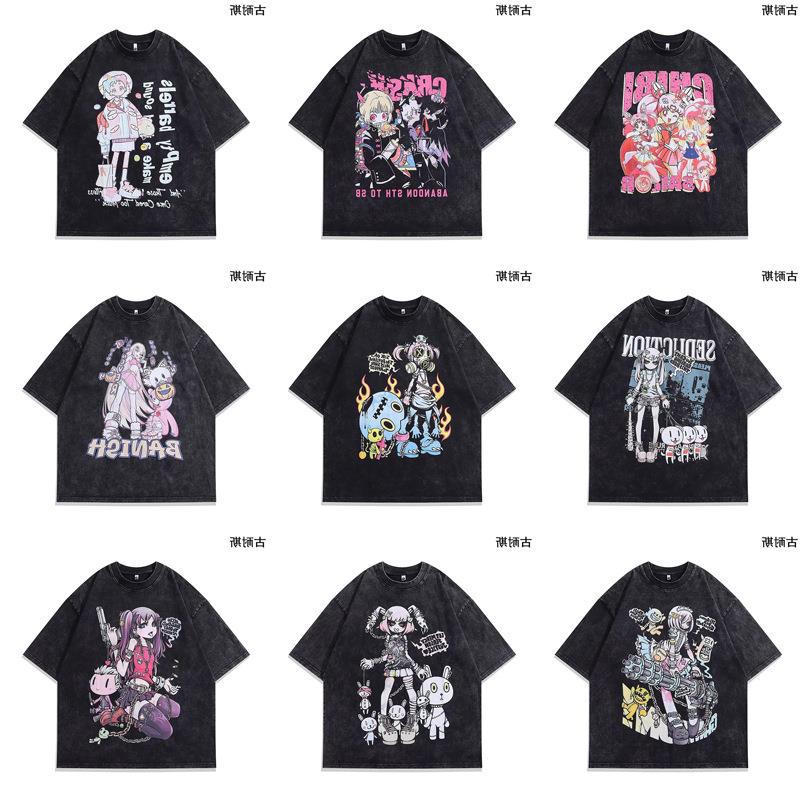 American Fashion Brand Printing Retro Distressed Washed Short Sleeve Loose Joker Hip Hop T-Shirt Loose Trend - Image 2