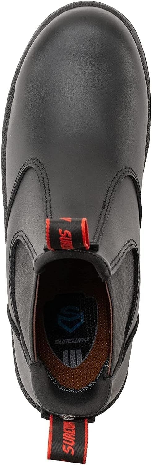 SUREWAY Men's Slip-On Work Boots for Men,Full Grain Leather,Anti-Static,Water/Slip Resistant,Fire Station Mechanic Industrial Construction Safety Boots/Shoes for Men,Composite Toe Black,Size 9.5 - Image 5