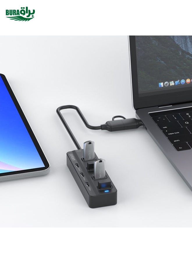 Onten UCA5306 7 in 2 USB3.0 + Type-C 7-Ports HUB Docking Station Support OTG Function