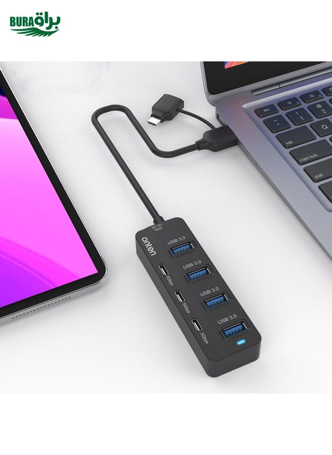 Onten UCA5306 7 in 2 USB3.0 + Type-C 7-Ports HUB Docking Station Support OTG Function