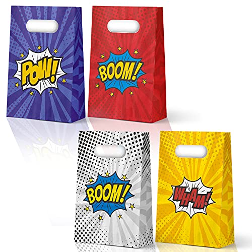 KALEFO 24 Pack Superhero Party Supplies Treat Bags Kids Birthday Party Recyclable Cookie Candy Paper Favor Bag Super Hero Decorations - Image 1