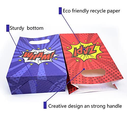 KALEFO 24 Pack Superhero Party Supplies Treat Bags Kids Birthday Party Recyclable Cookie Candy Paper Favor Bag Super Hero Decorations - Image 3