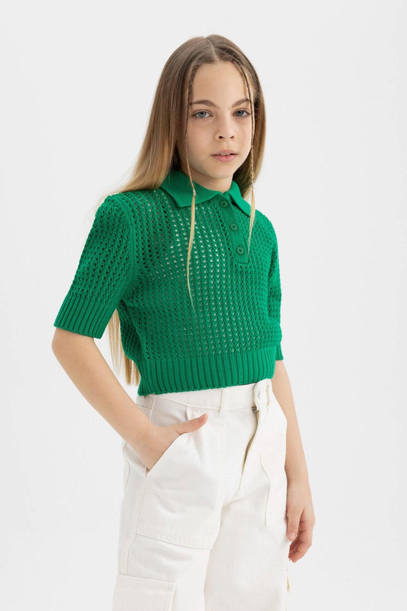 DeFacto Girl Crop Polo Neck Pullover - Image 5