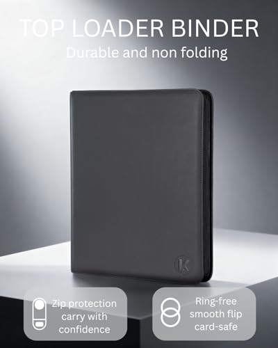 KUOOKING Top loader Binder Holds 288 Top Loaders for Cards 9 Pocket Top Loader Binders with Sleeves for 3 x 4 Rigid Card Holders for Baseball Football and other Sports CardsBlack - Image 5