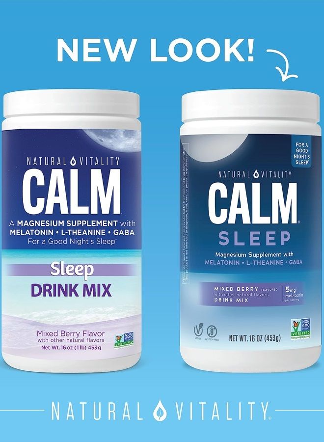 Natural Vitality Calm Sleep, Melatonin & Magnesium Citrate, Sleep Aid Drink Mix, GABA, Sleep Aid, Vegan, Gluten Free & Non-GMO, Mixed Berry, 16 Oz  - Image 2