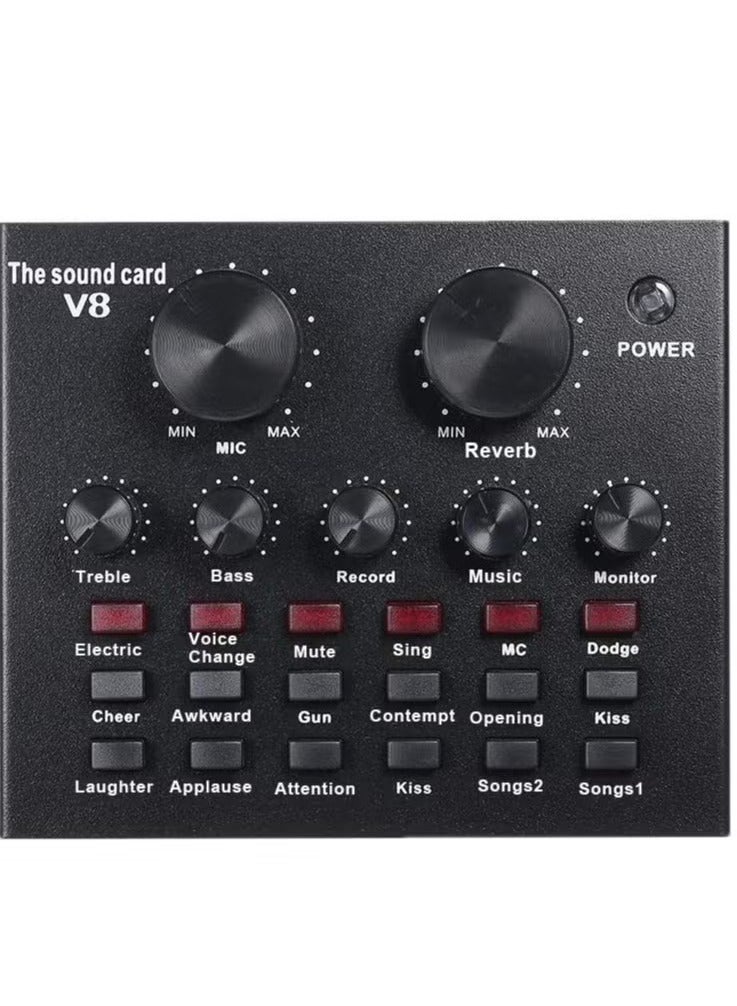 UMIXPRO V8 Multifunctional Live Sound Card USB Audio Interface Intelligent Volume Adjustable Audio Mixer Sound Card for Recording Hosting Speech - Image 1