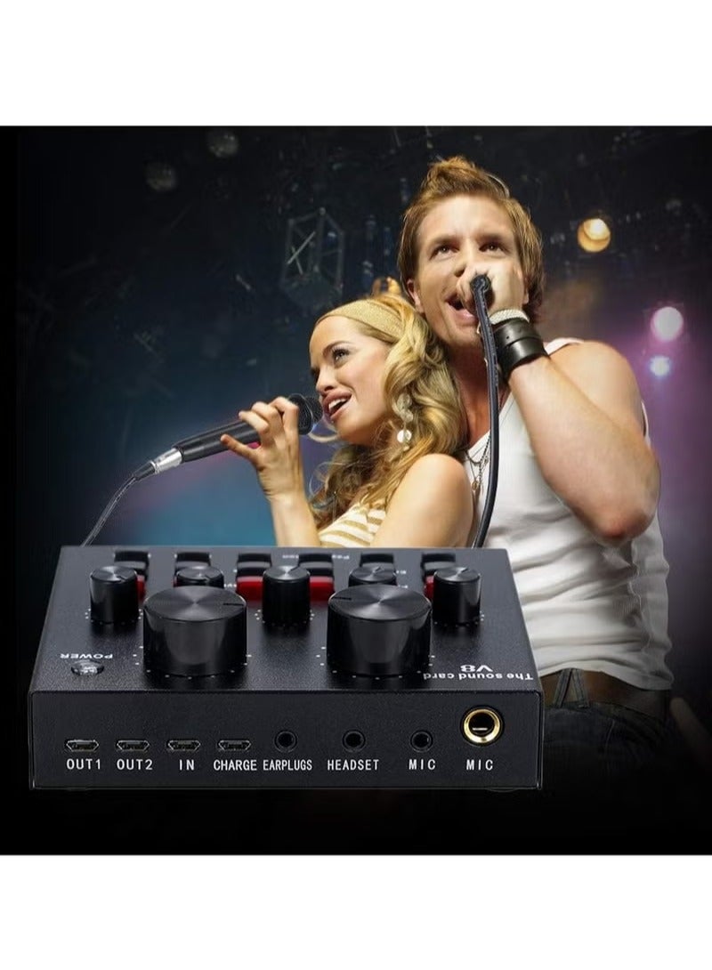 UMIXPRO V8 Multifunctional Live Sound Card USB Audio Interface Intelligent Volume Adjustable Audio Mixer Sound Card for Recording Hosting Speech - Image 2