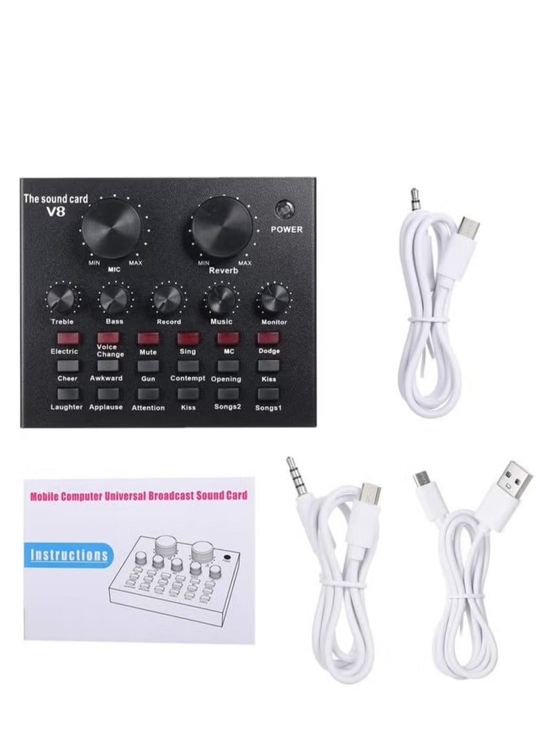 UMIXPRO V8 Multifunctional Live Sound Card USB Audio Interface Intelligent Volume Adjustable Audio Mixer Sound Card for Recording Hosting Speech - Image 4