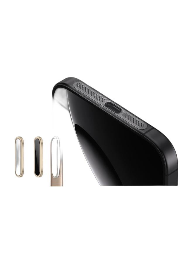 متوافق مع iPhone 16 Pro Max / 16 Plus - حامي زر الكاميرا المعدنية ، غطاء حساسية اللمس المحسنة للتحكم الدقيق وشبكة مكبر صوت سماعة أسود من قطعتين مناسبة لسلسلة iPhone 12 / سلسلة iPhone 13 / سلسلة iPhone 14 / سلسلة iPhone 15 / سلسلة iPhone 16 غطاء الغبار الغطاء الوقائي - Image 1