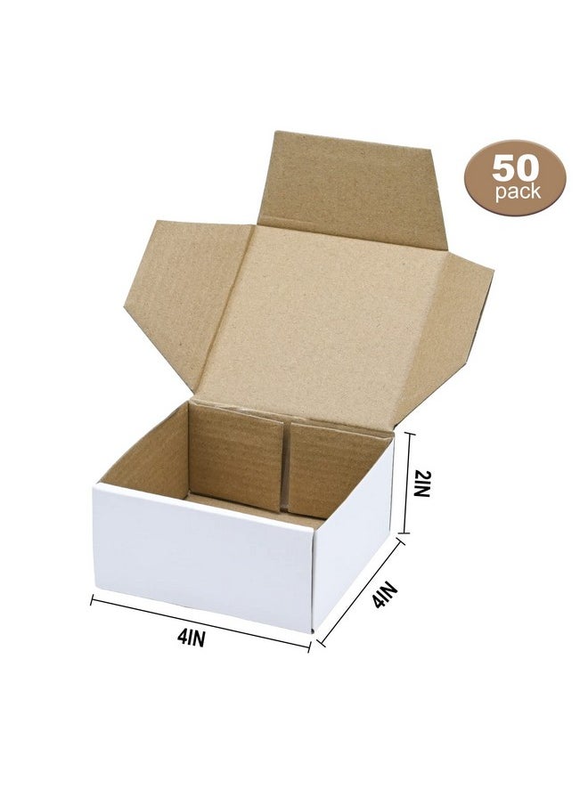 KBG - Small Shipping Boxes 4X4X2 Inchwhite Corrugated Cardboard Mailers For Business50 Pack Small Mailing Boxes Packaging Box Mini - Image 1