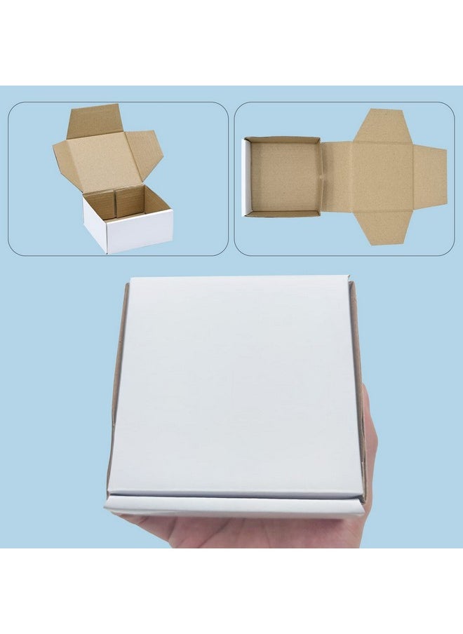 KBG - Small Shipping Boxes 4X4X2 Inchwhite Corrugated Cardboard Mailers For Business50 Pack Small Mailing Boxes Packaging Box Mini - Image 1