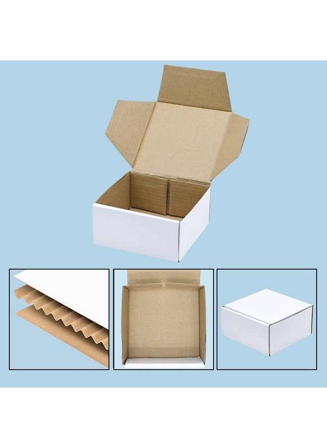KBG - Small Shipping Boxes 4X4X2 Inchwhite Corrugated Cardboard Mailers For Business50 Pack Small Mailing Boxes Packaging Box Mini - Image 1
