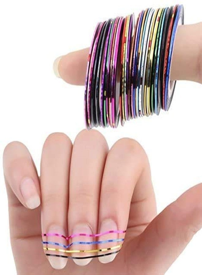 MADHYA Professional French Manicure Nail Art Sticker Rolls Self Adhesive Striping Tape Line Foil Nail Tape for Pretty Decoration Nail Art Random Color, Pack of 10 - Image 3