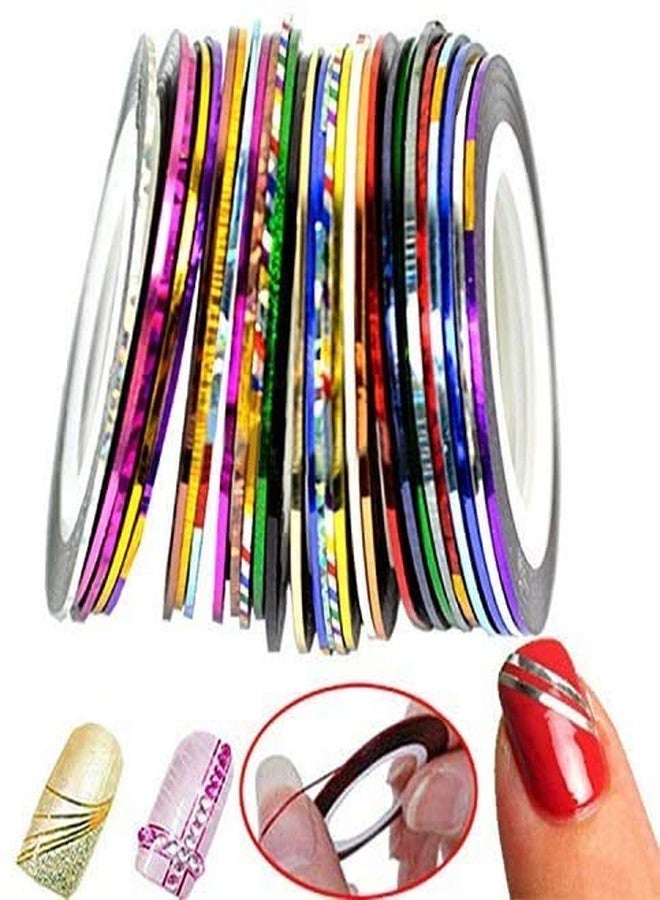 MADHYA Professional French Manicure Nail Art Sticker Rolls Self Adhesive Striping Tape Line Foil Nail Tape for Pretty Decoration Nail Art Random Color, Pack of 10 - Image 2