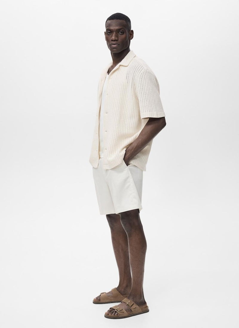 Mango Man Regular Openwork Cotton Shirt  - Image 3