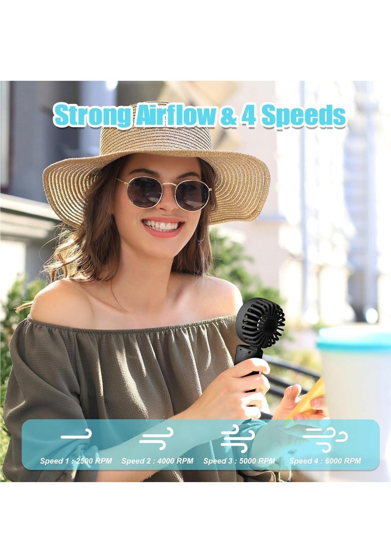 general Handheld Fan, Rechargeable Misting Hand Fan, Multi-purpose for Portable Mini Mister Fan, 4 Speeds 20ml Spray 90° Foldable USB Personal Water Fan for Travel Office Outdoor (black) - Image 5
