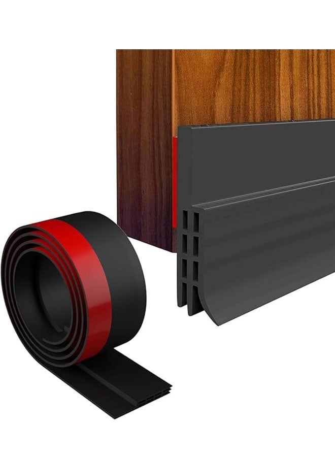 Door Draft Stopper 1m, Under Door Seal for Exterior and Interior Doors, Door Sweep Strip Under Door Draft Blocker, Soundproof Door Bottom Weather Stripping, Black - Image 1