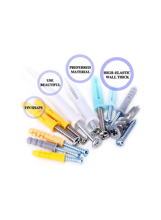 Glarks غلاكس 220 قطعة من مثبتات الجدران البلاستيكية ذاتية الحفر مع براغي لمجموعة تثبيت للأرفف أو الستائر في الجدران الفارغة - Image 4