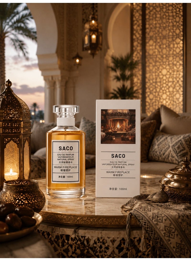 SACO/Warm Fireplace EDP/Woody fragrance Eau De Parfum/The Perfect Gift for Valentine's Day&Halloween&Ramadan for Women - Image 1