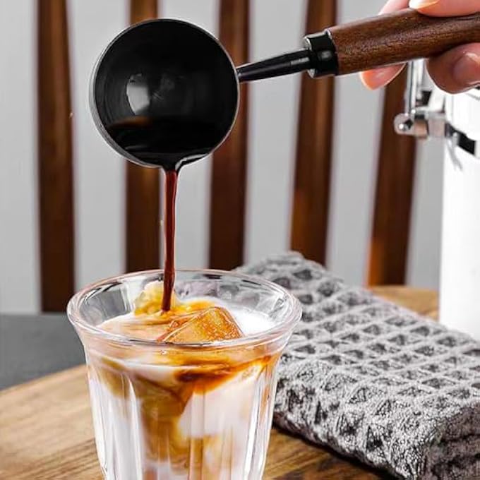 ريحني ملعقة قياس قهوة قديمة من الفولاذ المقاوم للصدأ، مغرفة قهوة ذات مقبض خشبي قصير، أداة مطبخ للسحب والقياس والتقديم للقهوة، الشاي والمزيد - Image 4