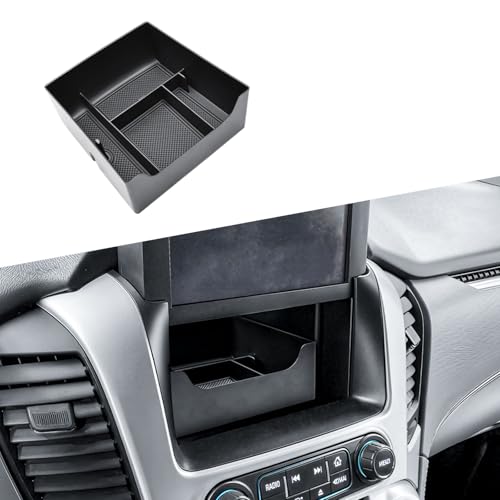 HGWEI Center Console Organizer Compatible with 2015-2020 GMC Yukon & 2015-2020 Chevrolet Suburban/Tahoe Accessories with Motorized Navigation Screen - Interior Dashboard Storage Tray for Small Items - Image 1