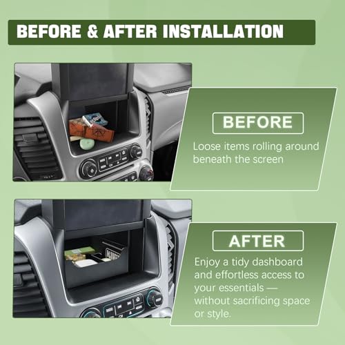 HGWEI Center Console Organizer Compatible with 2015-2020 GMC Yukon & 2015-2020 Chevrolet Suburban/Tahoe Accessories with Motorized Navigation Screen - Interior Dashboard Storage Tray for Small Items - Image 5