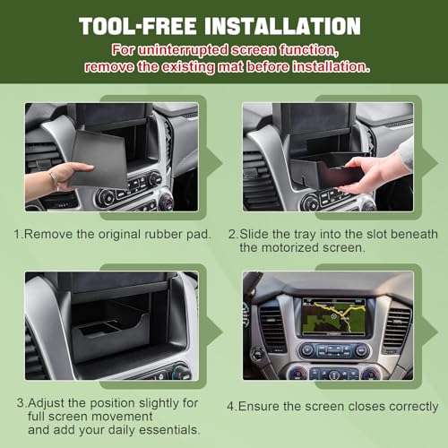 HGWEI Center Console Organizer Compatible with 2015-2020 GMC Yukon & 2015-2020 Chevrolet Suburban/Tahoe Accessories with Motorized Navigation Screen - Interior Dashboard Storage Tray for Small Items - Image 4