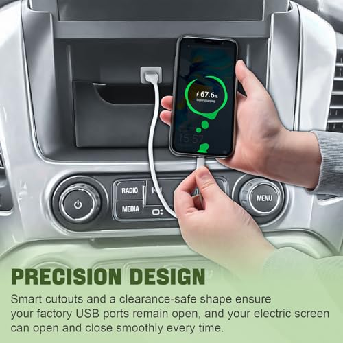 HGWEI Center Console Organizer Compatible with 2015-2020 GMC Yukon & 2015-2020 Chevrolet Suburban/Tahoe Accessories with Motorized Navigation Screen - Interior Dashboard Storage Tray for Small Items - Image 2