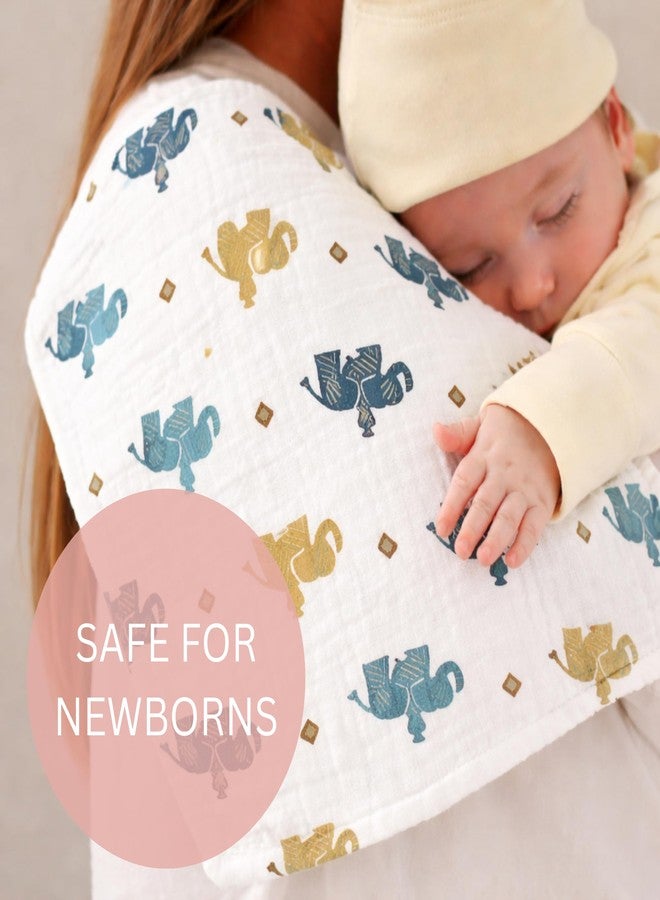 Nestlooms 100% Organic Cotton Muslin Baby Burp Cloths (21 X 10 inches), Ultra-Soft, Extra Absorbent Hankies & Napkins, Large Size Burping Cloth for Newborns & Infants Boys & Girls (Elephant Caravan) - Image 3
