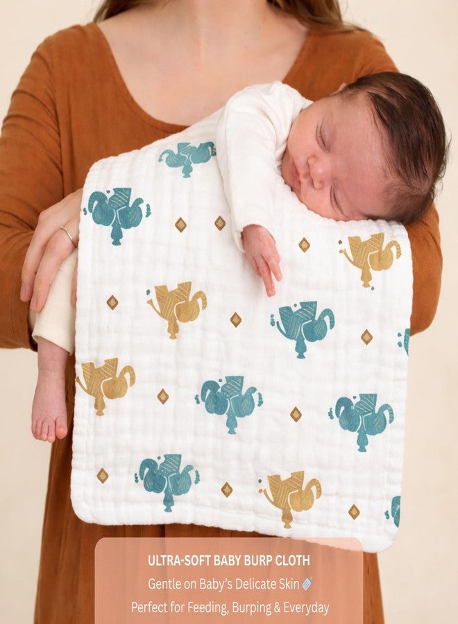 Nestlooms 100% Organic Cotton Muslin Baby Burp Cloths (21 X 10 inches), Ultra-Soft, Extra Absorbent Hankies & Napkins, Large Size Burping Cloth for Newborns & Infants Boys & Girls (Elephant Caravan) - Image 5