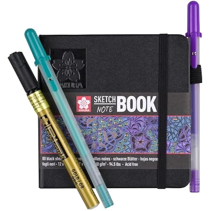 SKETCH NOTEBOOK, 80 SHEETS, BLACK PAGES, 12 X 12 CM - Image 3