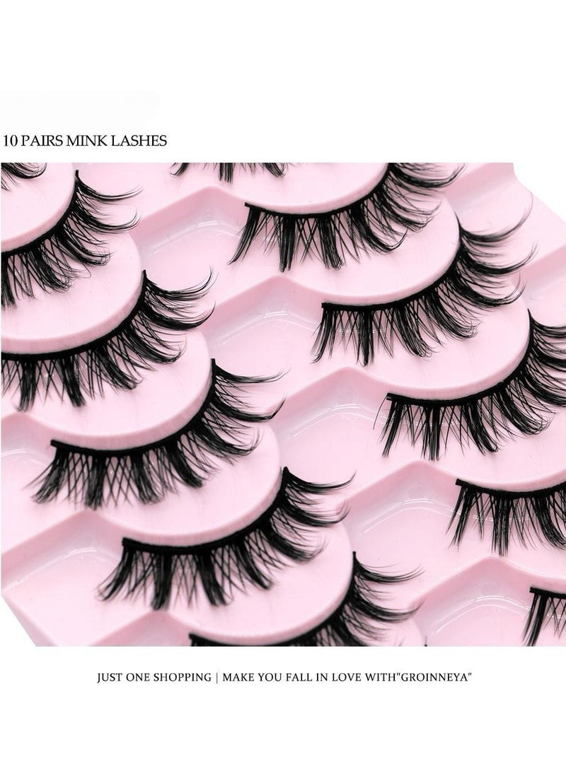 JOSQUEWNN 10 Pairs False Eyelashes Set,14mm Anime Cosplay Eyelashes: C-Curl, 0.07mm Thickness, Natural Dense Style,Create Manga Big Eyes, Wispy Lashes Kit for Beginners,Effortlessly Master Cosplay Makeup, Also Naturally Charming for Daily Wear!  - Image 5