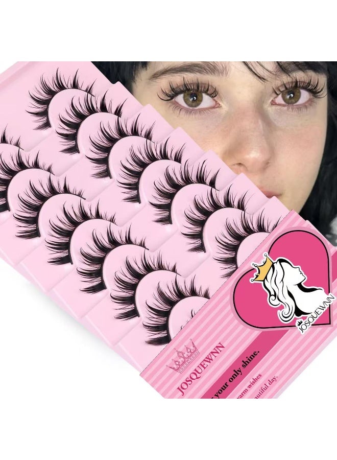JOSQUEWNN 10 Pairs False Eyelashes Set,14mm Anime Cosplay Eyelashes: C-Curl, 0.07mm Thickness, Natural Dense Style,Create Manga Big Eyes, Wispy Lashes Kit for Beginners,Effortlessly Master Cosplay Makeup, Also Naturally Charming for Daily Wear! - Image 1