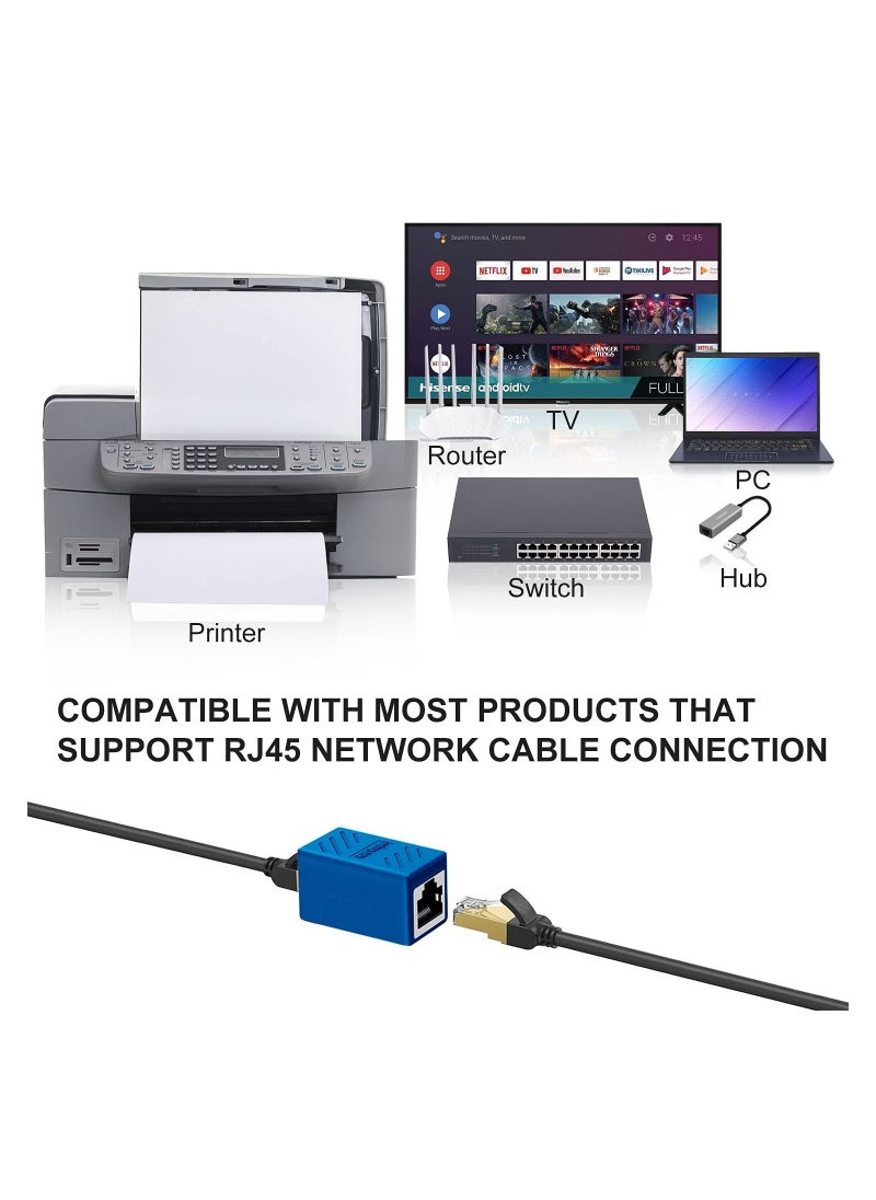KASTWAVE - RJ45 Coupler 10 Pack in Line Coupler Cat7 Cat6 Cat5 Cat5e Ethernet Network Cable Extender Adapter Female to Female Support 100BASE TX Blue - Image 1