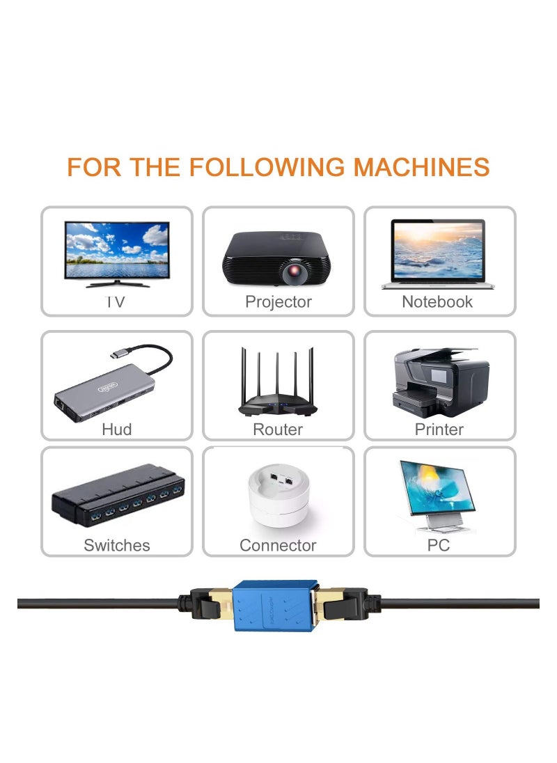 KASTWAVE - RJ45 Coupler 10 Pack in Line Coupler Cat7 Cat6 Cat5 Cat5e Ethernet Network Cable Extender Adapter Female to Female Support 100BASE TX Blue - Image 1