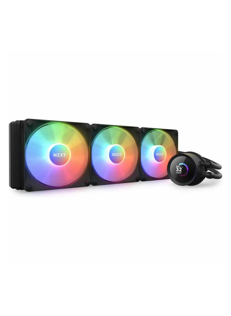 NZXT - NZXT RL-KR360-B1 Kraken 360 RGB Liquid Cooler, 360mm AIO with RGB Controller and Fans - Image 1