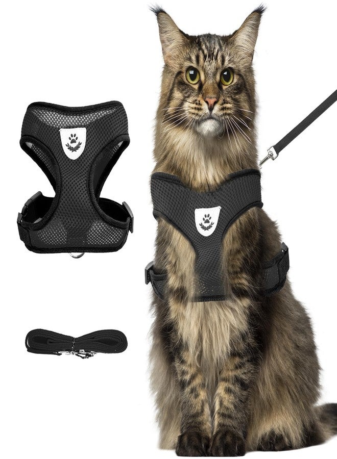 shudyear Summer cat Chest Harness and Leash, Anti-Escape Adjustable Soft mesh cat Leash and Chest Harness Set for All Types of Cats cat Vests (Size XL,Black) - Image 1