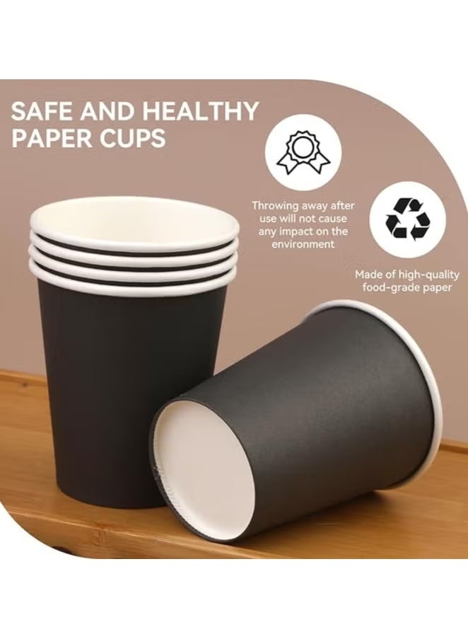 أكواب ورقية ٥٠ قطعة، أكواب ورقية للقهوة سعة ٨ أونصات، أكواب ورقية للماء للاستخدام مرة واحدة، أكواب شاي - أسود - Image 2